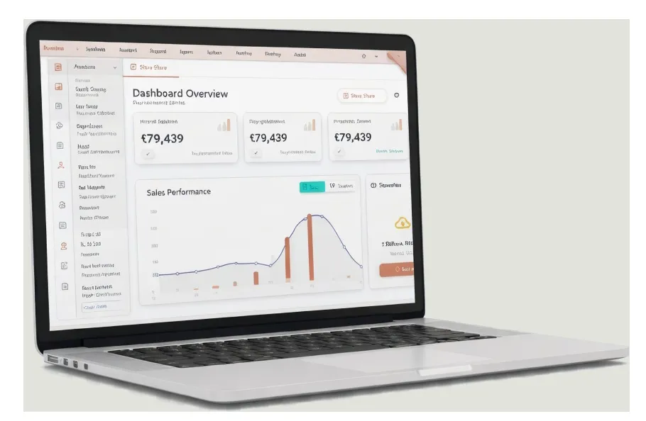 RetailPro dashboard on laptop